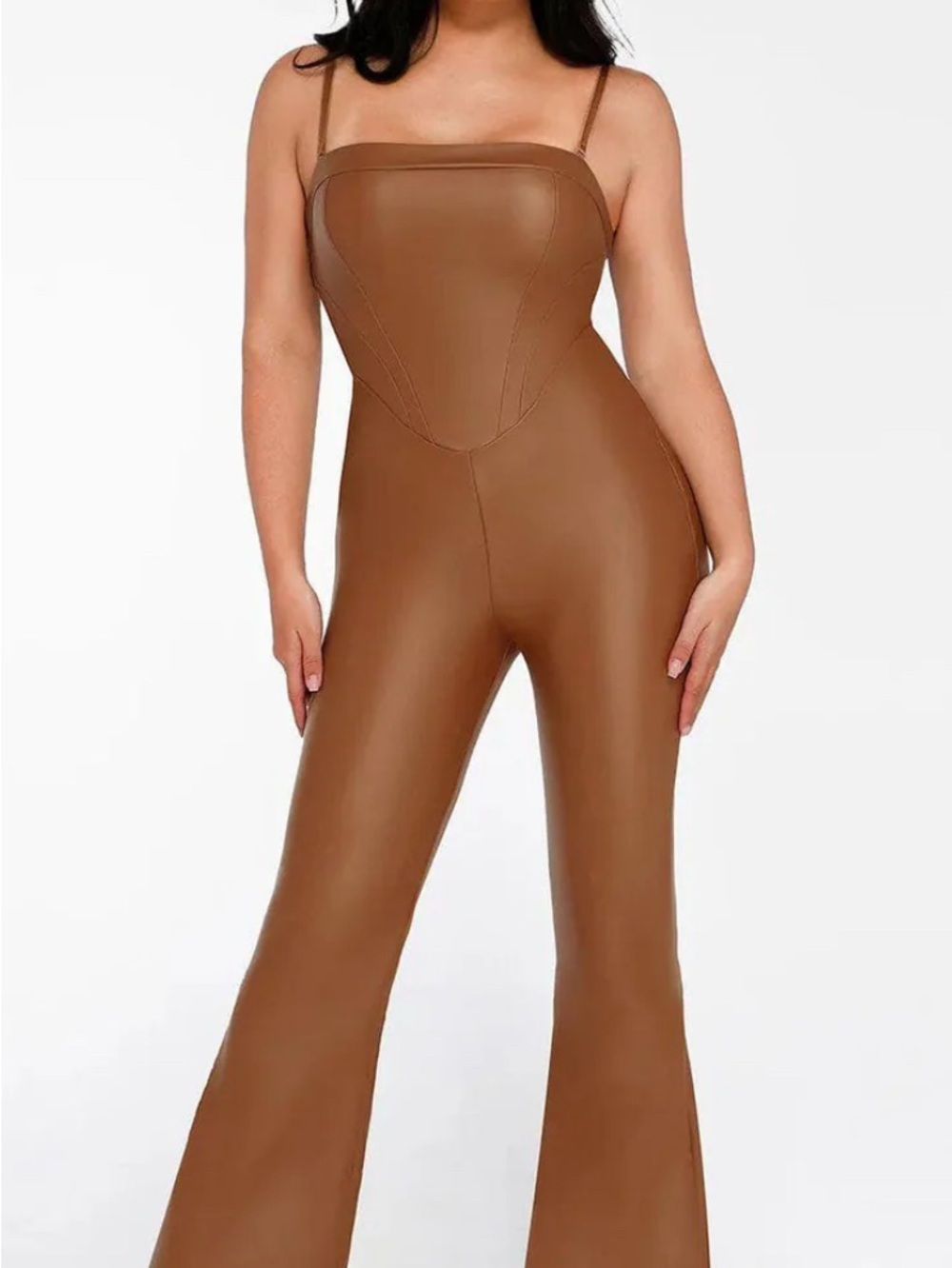 Shapewear Faux Leather Corset Jumpsuit Set Size S Jacket Sz M